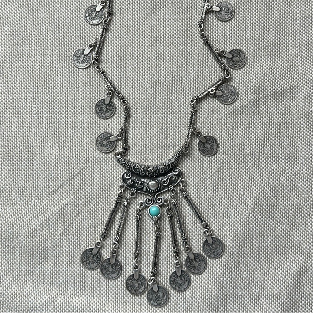 Silver Metal Coin Necklace